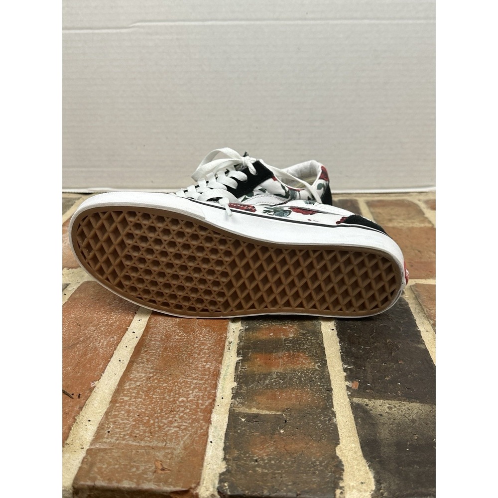Van Old Skool Red Rose Sneaker Floral Canvas Black Suede Low Top Shoes Women 8.5 - Picture 7 of 8